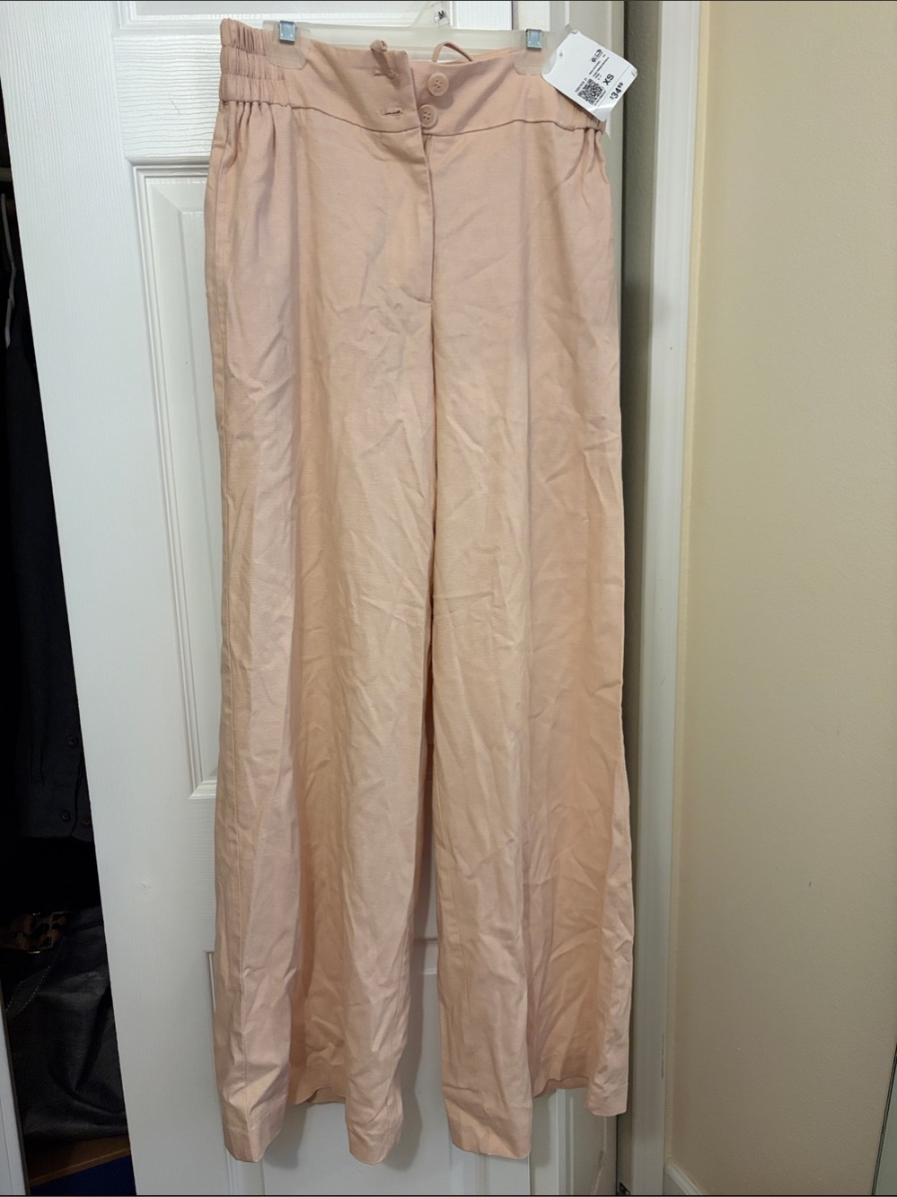 NWT Forever 21 Wide-Leg Paperbag Waist Pants in Blush Pink XS